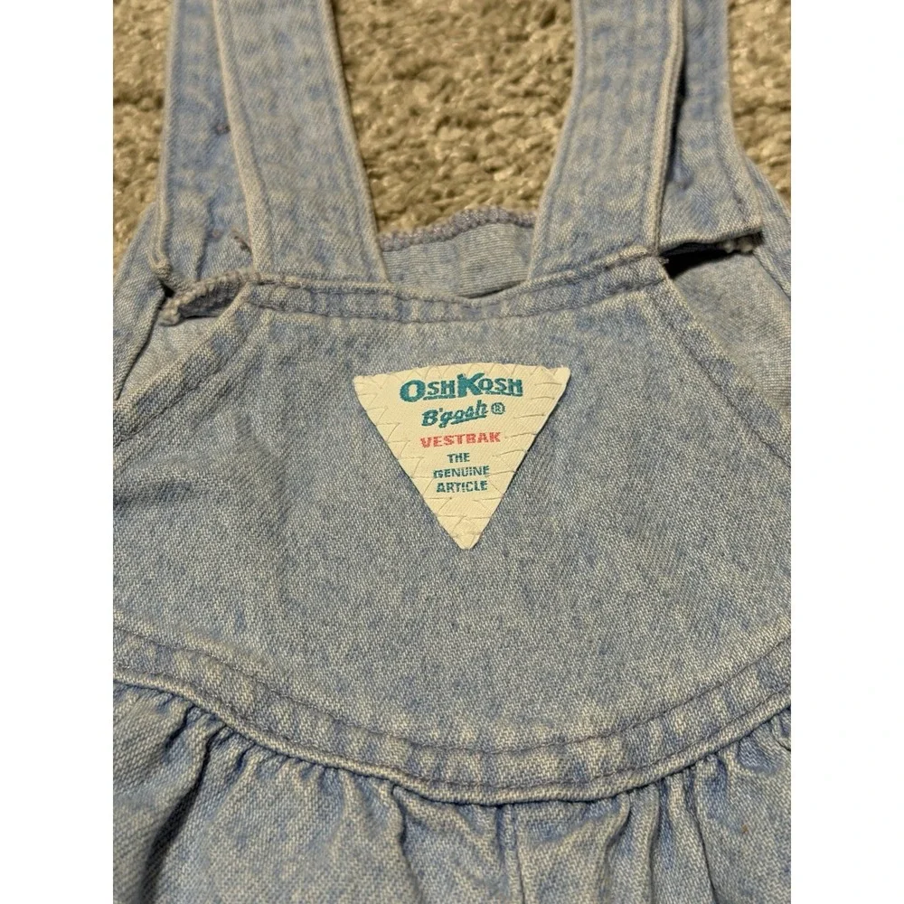 90s Vintage Toddler 3T OshKosh B'gosh Sunflower Denim Overall Shorts Made n USA